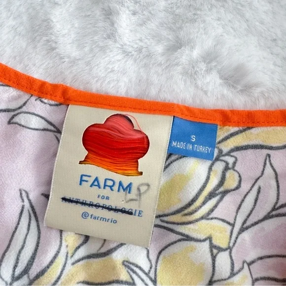 Farm Rio Tia Flutter Sleeved Blouse Floral Yellow Pink - Picture 6 of 8